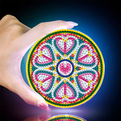 Mandala (mit Licht) Diamond Painting Untersetzer 1/4Pcs