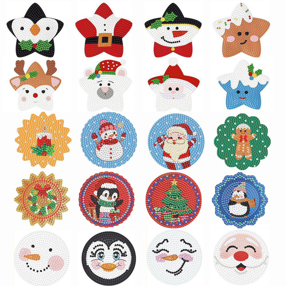 4Stück Weihnachten (mit Licht) Diamond Painting Untersetzer