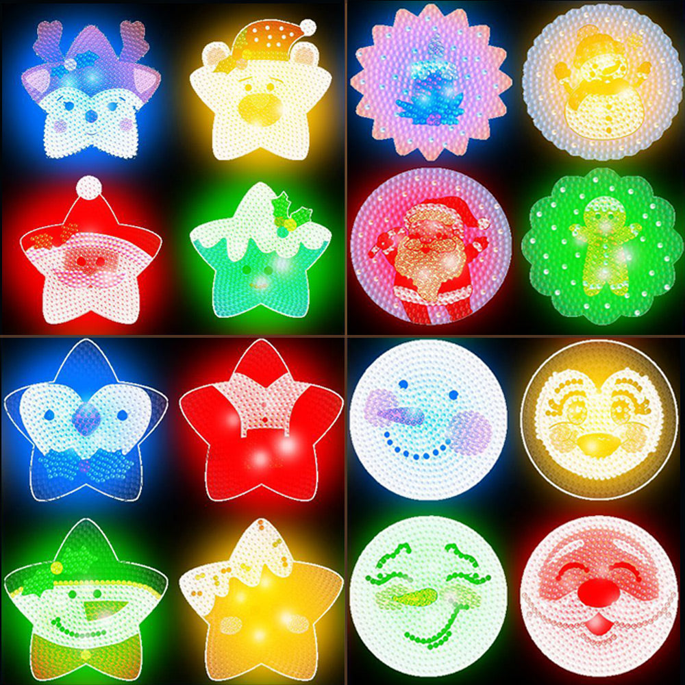 4Stück Weihnachten (mit Licht) Diamond Painting Untersetzer
