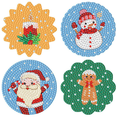 Weihnachten (mit Licht) Diamond Painting Untersetzer 4Pcs