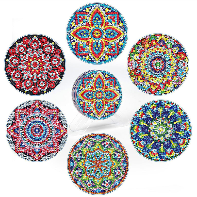 Rundes Mandala Diamond Painting Untersetzer 6Pcs