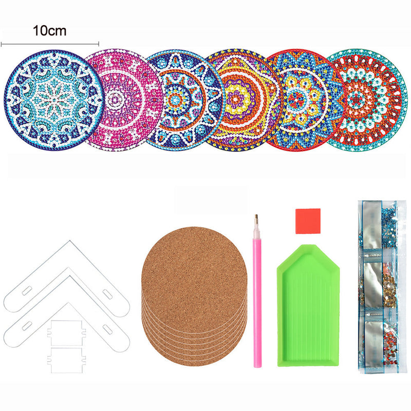 Rundes Mandala Diamond Painting Untersetzer 6Pcs