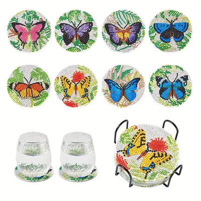 Frühling Schmetterling Diamond Painting Untersetzer 8Pcs