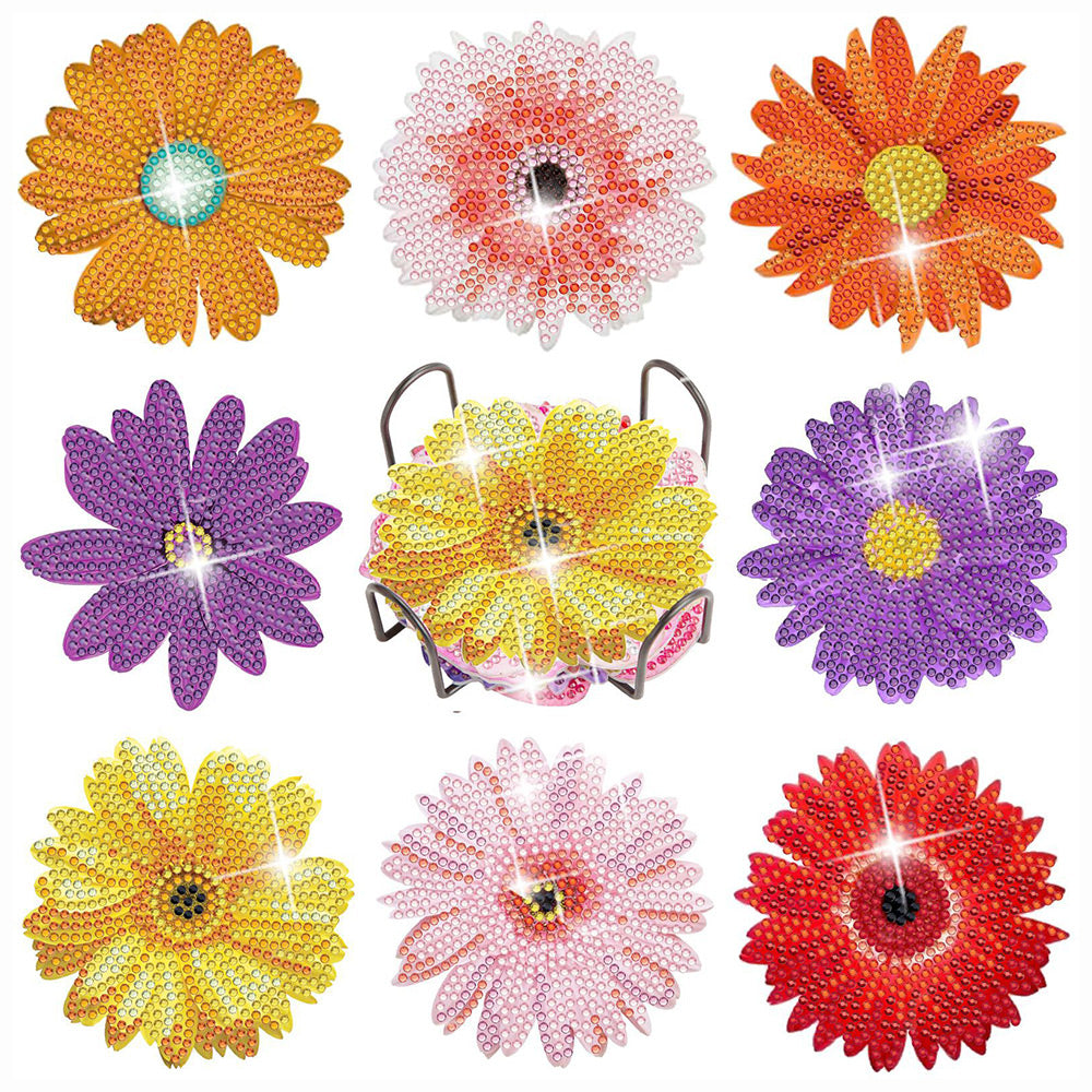 8Stück Chrysantheme Diamond Painting Untersetzer