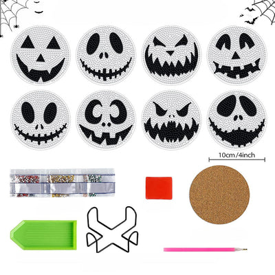 Halloween Skelett Diamond Painting Untersetzer 8Pcs