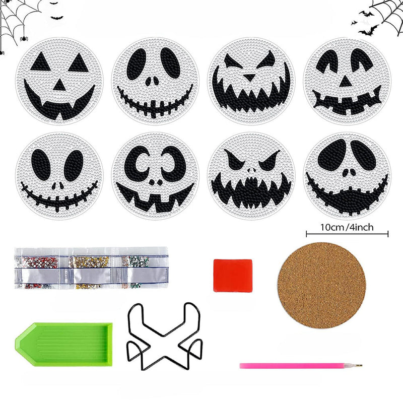 Halloween Skelett Diamond Painting Untersetzer 8Pcs