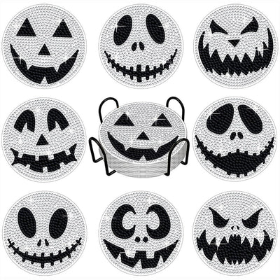 Halloween Skelett Diamond Painting Untersetzer 8Pcs