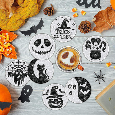 Halloween Skelett Diamond Painting Untersetzer 8Pcs