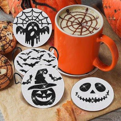 Halloween Skelett Diamond Painting Untersetzer 8Pcs