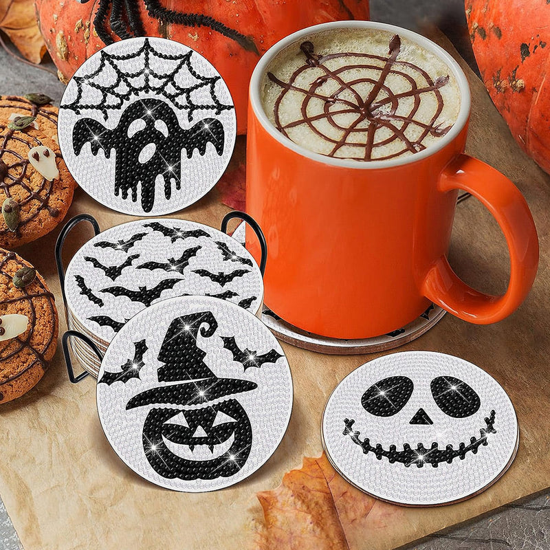 Halloween Skelett Diamond Painting Untersetzer 8Pcs