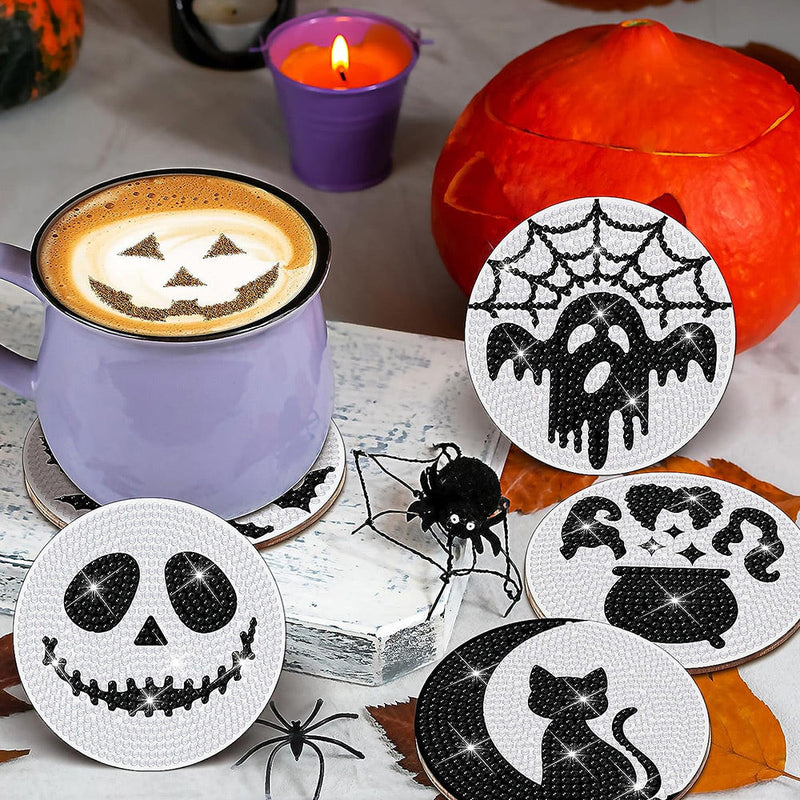 Halloween Skelett Diamond Painting Untersetzer 8Pcs