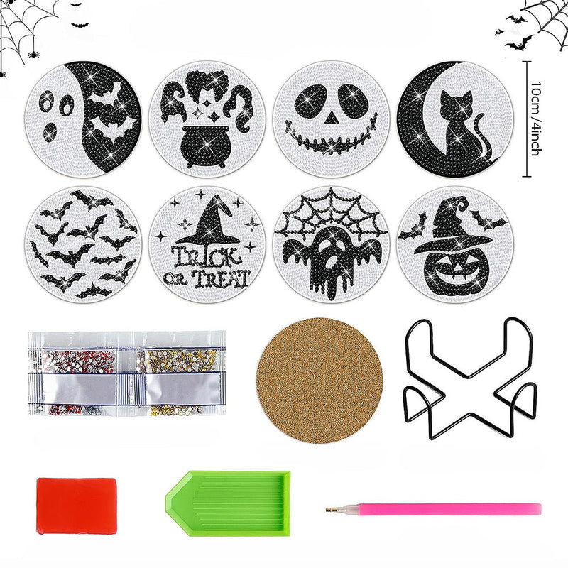 Halloween Skelett Diamond Painting Untersetzer 8Pcs