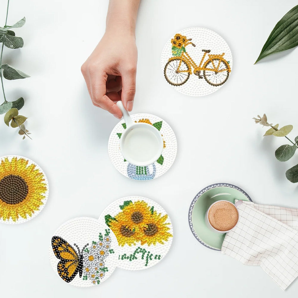 8Stück Sonnenblume Diamond Painting Untersetzer