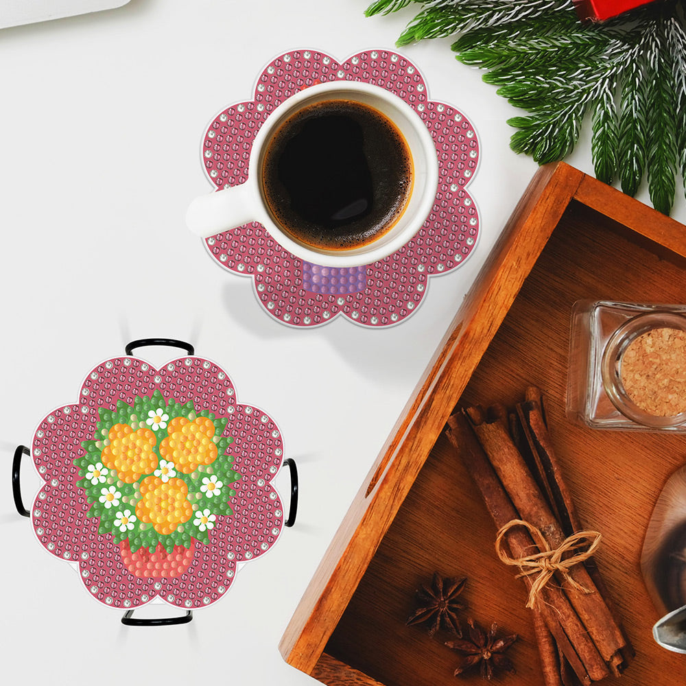 6Stück Pflaumenblüte Diamond Painting Untersetzer