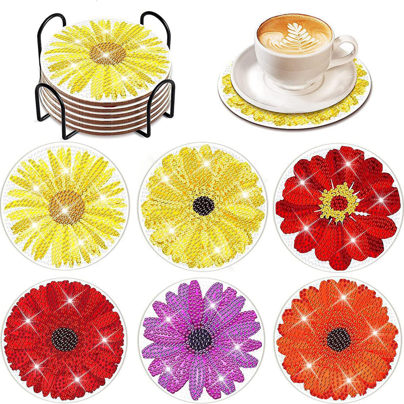 Chrysantheme Diamond Painting Untersetzer 6Pcs