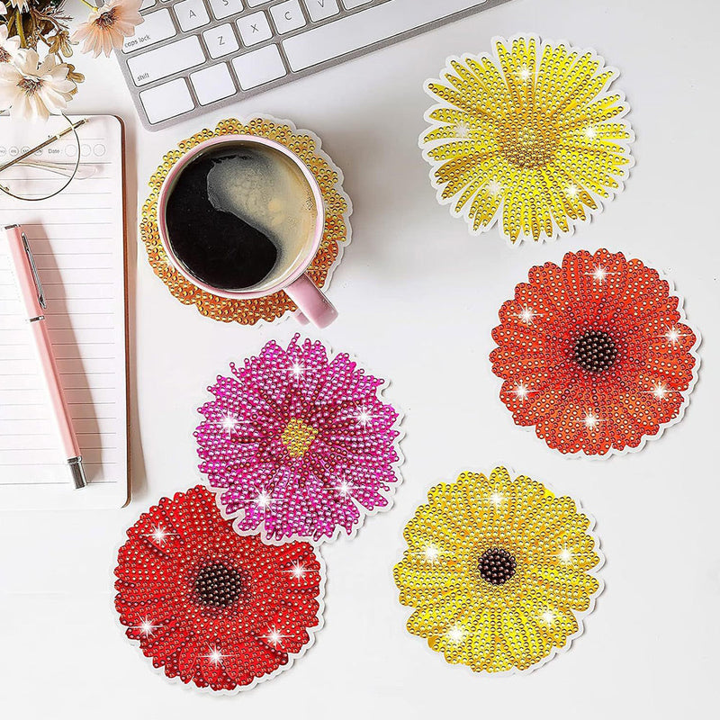 Chrysantheme Diamond Painting Untersetzer 6Pcs