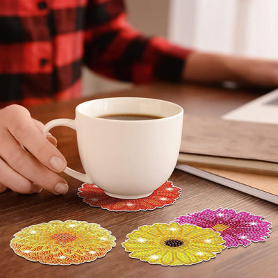 Chrysantheme Diamond Painting Untersetzer 6Pcs