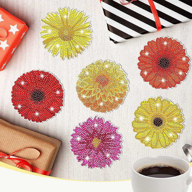 Chrysantheme Diamond Painting Untersetzer 6Pcs