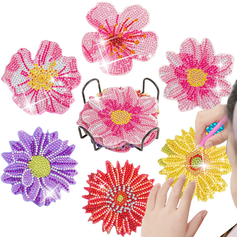 Chrysantheme Diamond Painting Untersetzer 6Pcs