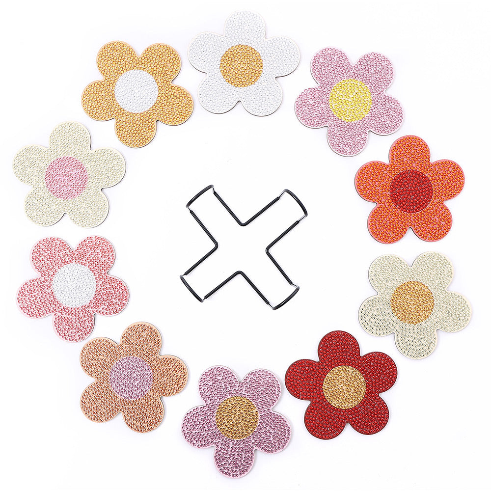 10Stück Pfirsichblüte Diamond Painting Untersetzer