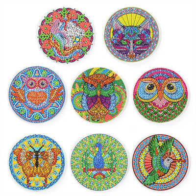 Fliegende Tiere Diamond Painting Untersetzer 8Pcs