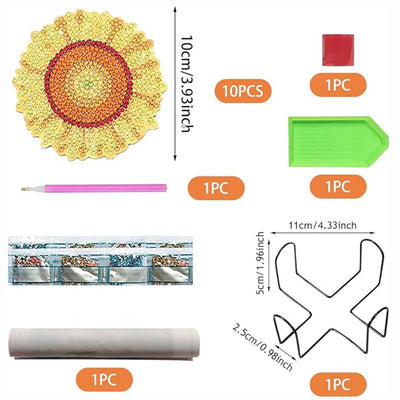 Schmetterling und Sonnenblume Diamond Painting Untersetzer 10Pcs