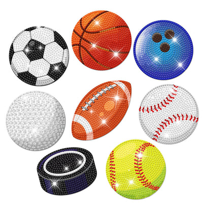 Ballsportarten Diamond Painting Untersetzer 8Pcs