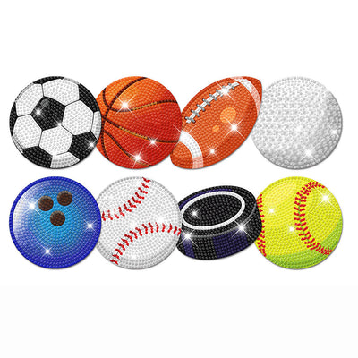 Ballsportarten Diamond Painting Untersetzer 8Pcs