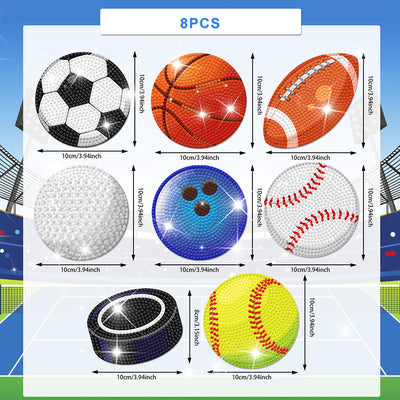 Ballsportarten Diamond Painting Untersetzer 8Pcs