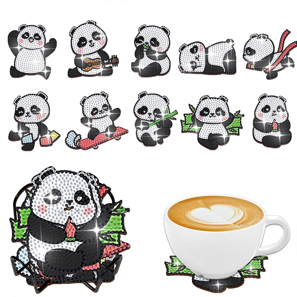 Süßer Panda Diamond Painting Untersetzer 10Pcs