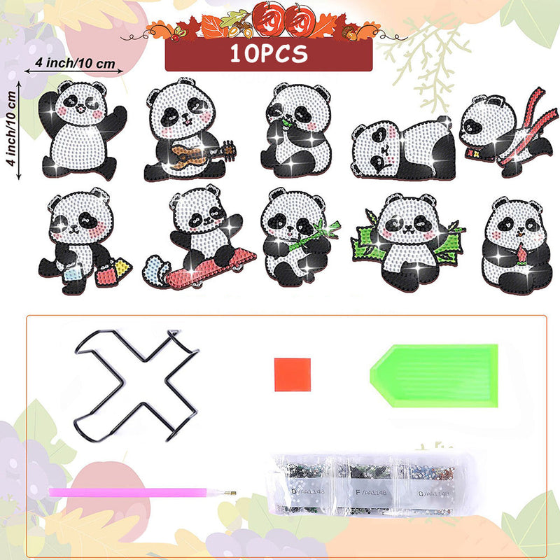 Süßer Panda Diamond Painting Untersetzer 10Pcs