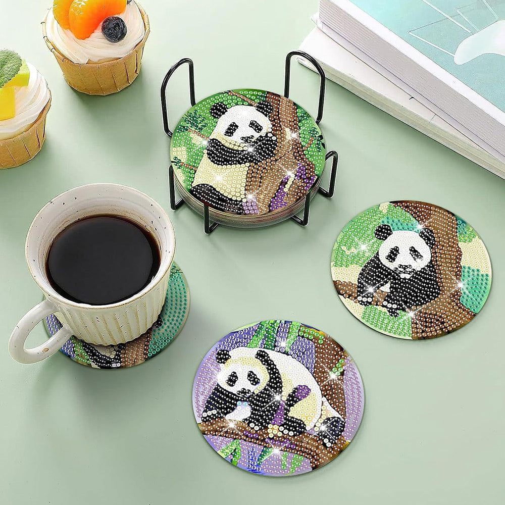Panda Diamond Painting Untersetzer 8Pcs