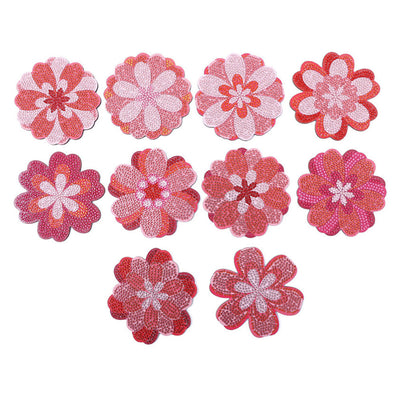 Rosa Blumen Diamond Painting Untersetzer 10Pcs