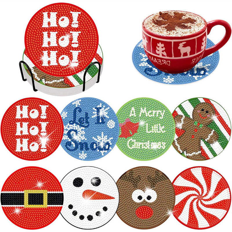 Weihnachten Text Diamond Painting Untersetzer 8Pcs