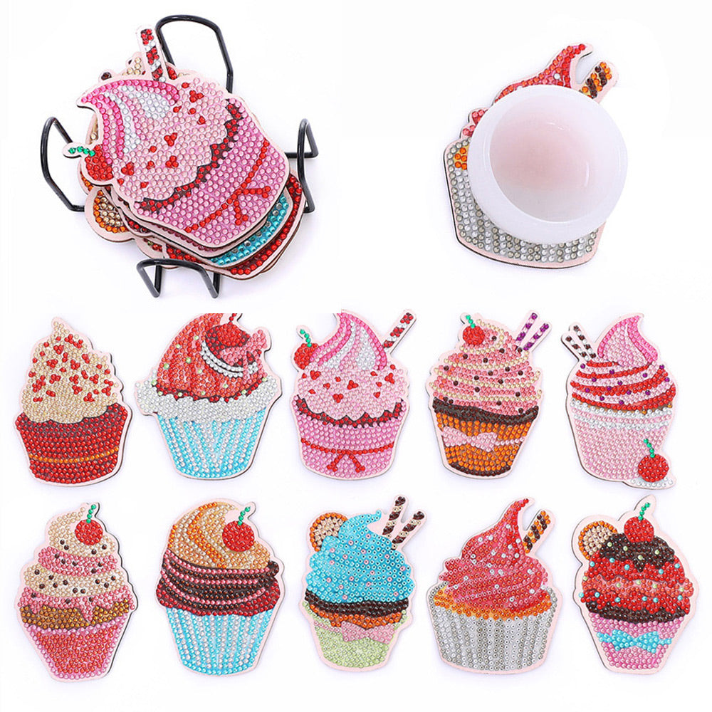 10Stück Süße Eiscreme Diamond Painting Untersetzer