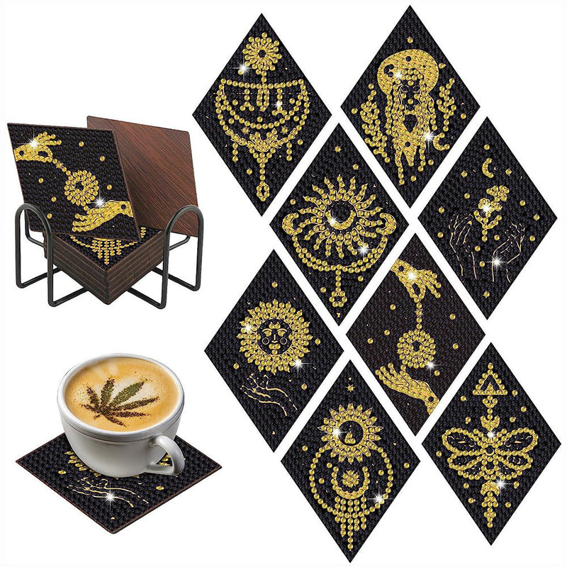 Goldener Traumfänger Diamond Painting Untersetzer 8Pcs