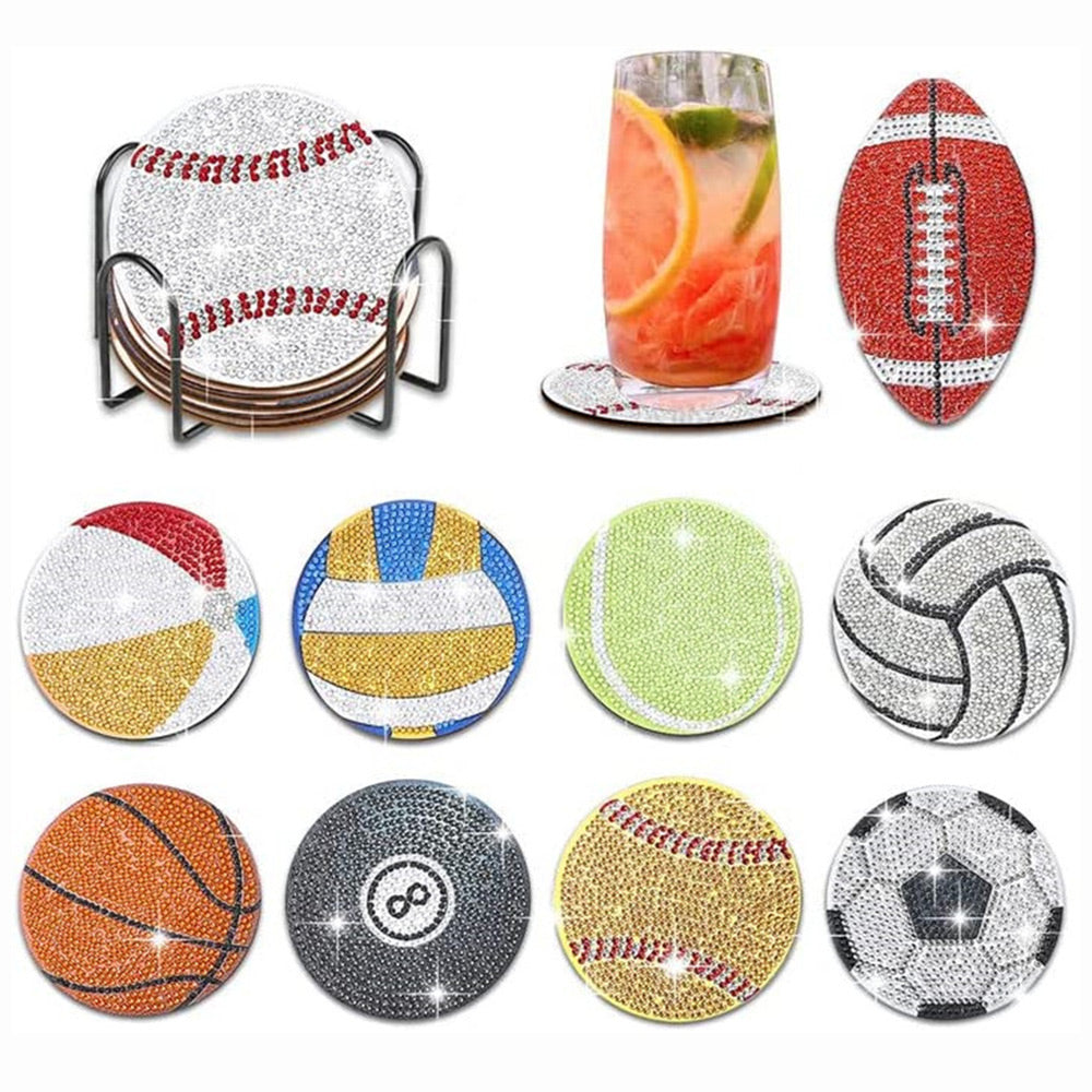 Ballsportarten Diamond Painting Untersetzer 10Pcs