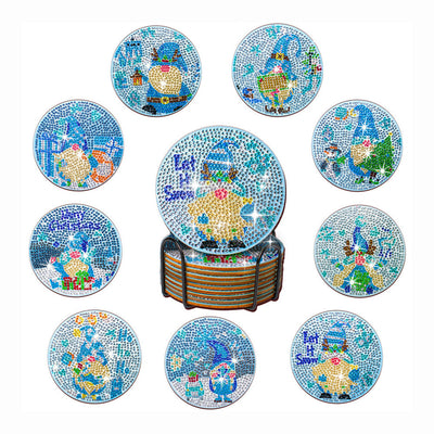 Winter Zwerg Diamond Painting Untersetzer 10Pcs