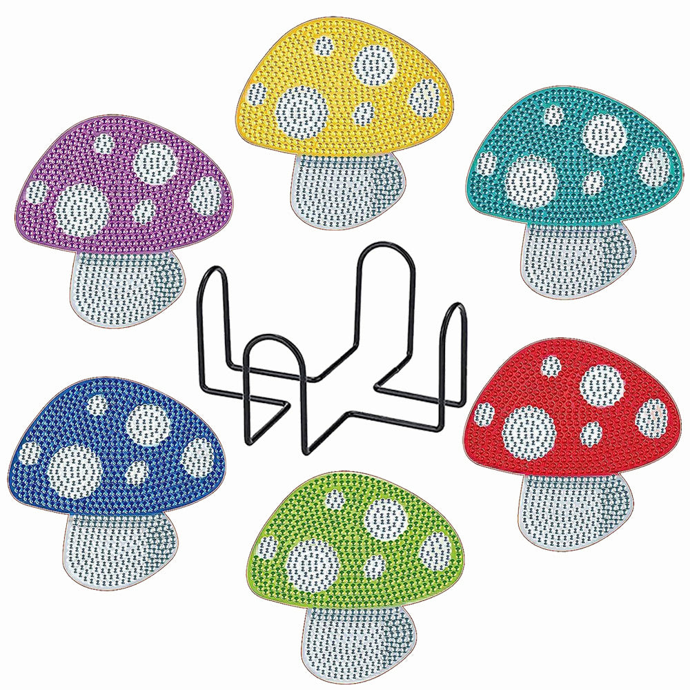 Bunter Pilz Diamond Painting Untersetzer 6Pcs