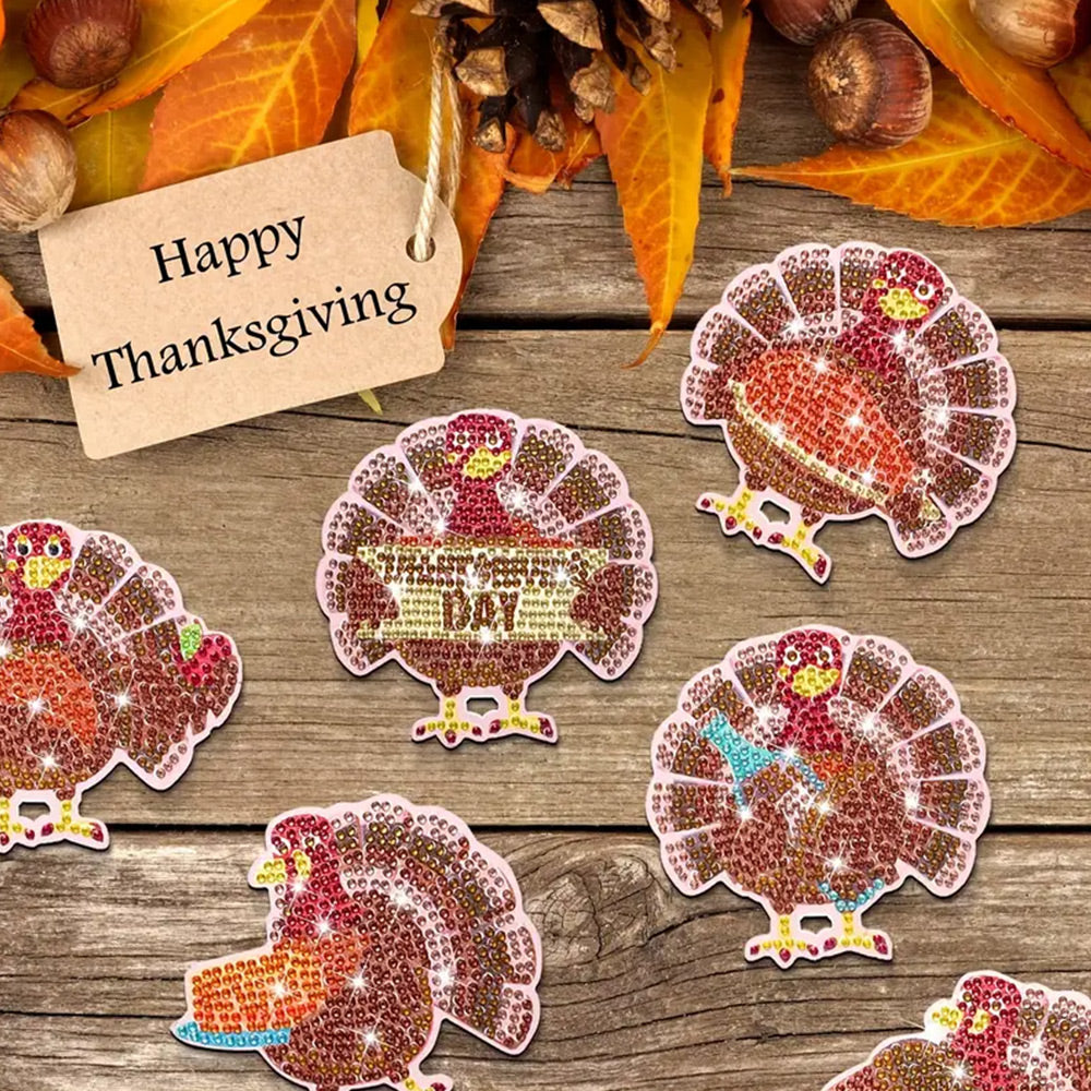 10Stück Thanksgiving-Tag Diamond Painting Untersetzer