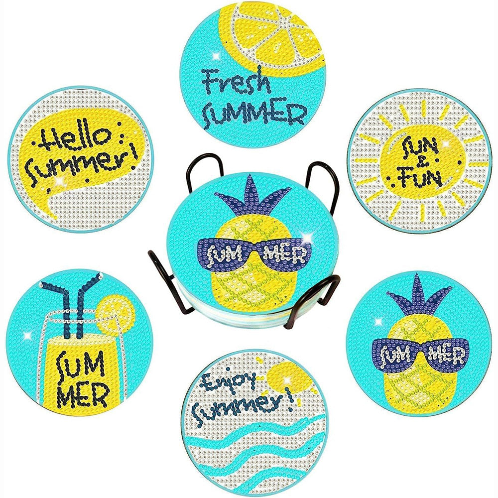 6Stück Sommer Ananas Diamond Painting Untersetzer