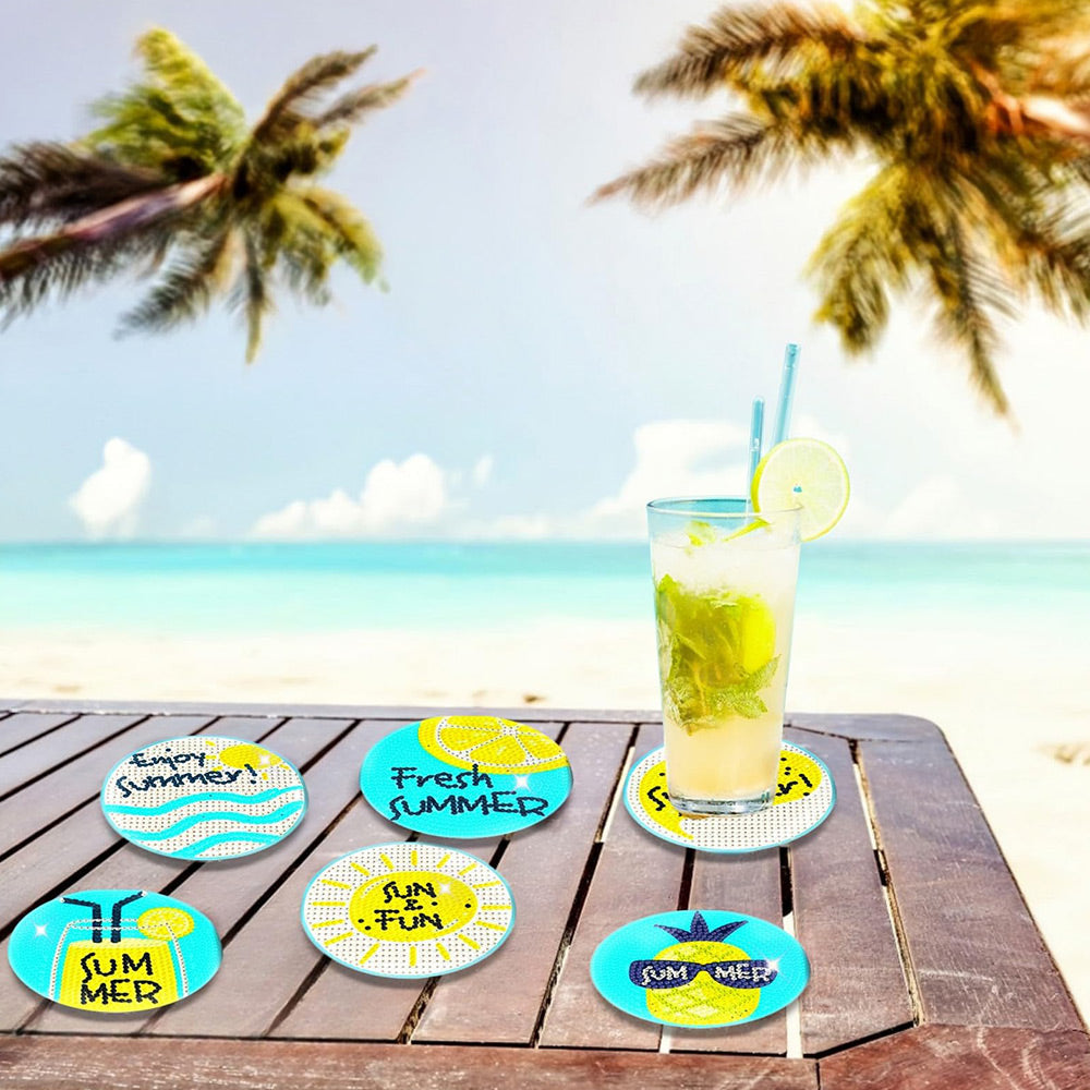 6Stück Sommer Ananas Diamond Painting Untersetzer