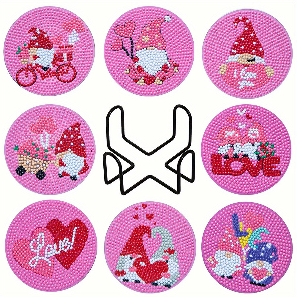 8Stück Untersetzer Rosa Liebe Diamond Painting
