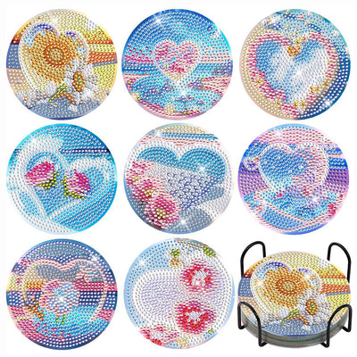 Herzform Liebe Diamond Painting Untersetzer 8Pcs