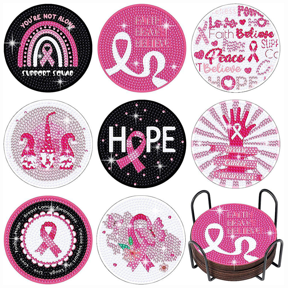 8Stück Untersetzer Rosa Schleife Diamond Painting