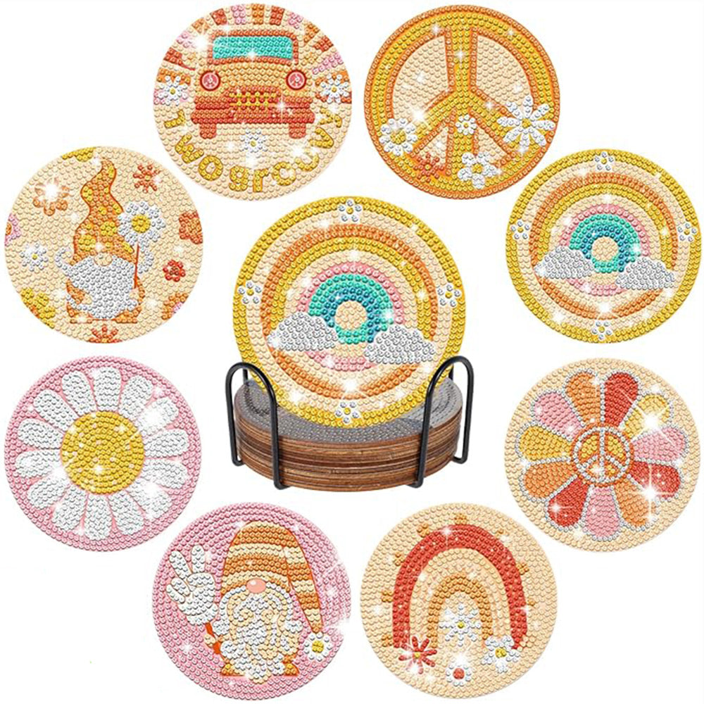 8Stück Gänseblümchen Diamond Painting Untersetzer