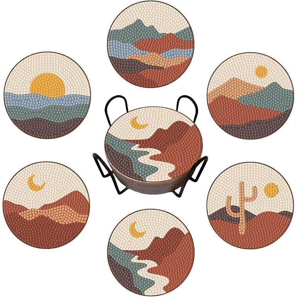 6Stück Landschaft Natur Diamond Painting Untersetzer