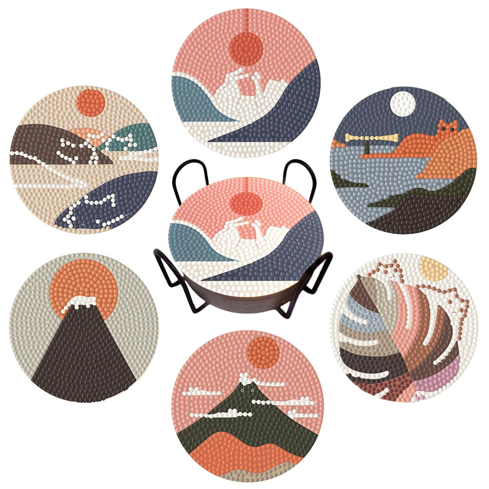 6Stück Landschaft Natur Diamond Painting Untersetzer