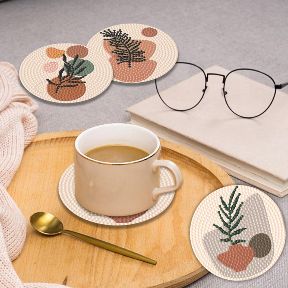 8Stück Pflanzen in der Vase Diamond Painting Untersetzer