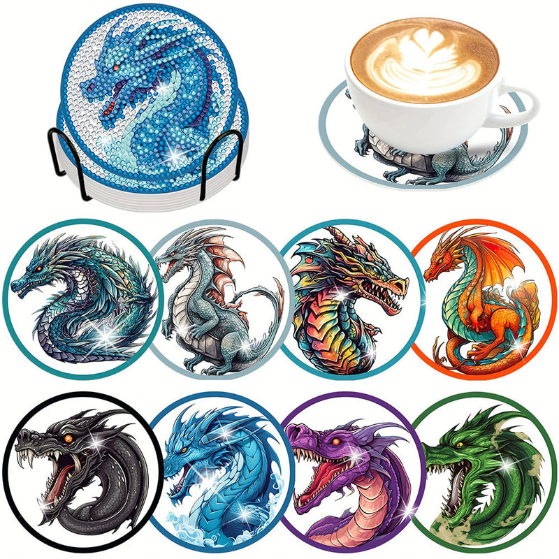 Drache Diamond Painting Untersetzer 8Pcs